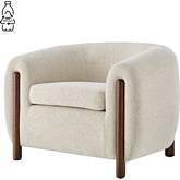 Cordelia Accent Arm Chair in Beige Recycled Fabric & Wood